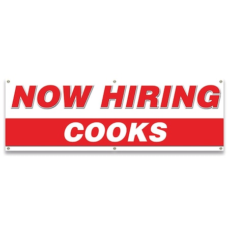 Signmission Now Hiring Cooks Banner Apply Inside Accepting Application Single Sided B-72-30222